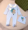 Newborn Baby Girls Romper Soft Cotton Clothes Print Cute Cartoon Bear New Born Girls Jumpsuits Bibs Suit Kids Clothing