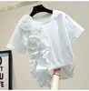 Kvinnors T-skjortor Vanovich tredimensionell blommor T-shirt Kvinna 2023 Summer Korean Style Slim Personality Stitching Edible Tree