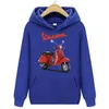 Vintage motocykl męskie bluza bluza mężczyzn/kobieta vespa z kapturem topy pullover młodzież chłopiec sportowy piaggio hacuer zimowa koszulka