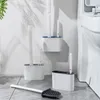 Portaescobillas para inodoro Escobilla para inodoro A prueba de fugas de agua con base Escobilla para inodoro para colgar en la pared Cerdas de silicona Cepillo para limpieza de pisos Accesorios de baño 231013