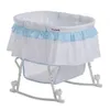 Babybetten Lacy, tragbare 2-in-1-Stubenwagen und Wiege in Blau und Weiß – perfekt bequeme und stilvolle Schlaflösung für das Babyzimmer. 231017