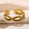 Bracciale nero a goccia linea olio braccialetti incrociati per donna uomo ragazza gioielli da polso polsino regolabile aperto color oro in acciaio inossidabile