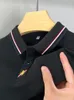 Erkek Polos Light Luxury Sonbahar Giyim İşi Günlük Uzun Kollu T-Shirt Marka Saf Pamuklu Yakası Nakış Tasarımı Polo Gömlek