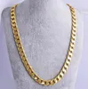 10 mm Big Yellow Solid Gold Filled Cuban Link Chain Halsband Tjock Mens Smycken Kvinnor Guld Mens Halsband Hip Hop Jewelry8192747