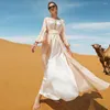 Vêtements ethniques Rose Blouse brodée Couleur unie Industrie lourde Robe deux pièces Robe arabe Moyen-Orient Femmes Mode musulmane Abayas