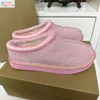 Pantofole Tasman Tazz seme di senape Ciabatte in pelliccia di castagno Pelle di pecora Classic Ultra Mini Stivali con plateau Inverno Donna Uomo Slip-on Sh