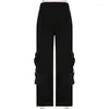 Damesjeans SUCHCUTE Goth Dark Y2k Punk Cargo Broek Hippie Baggy Wijde Pijpen Grunge Harajuku Zwarte Band Patchwork Stitch Broek