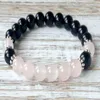 SN1037 Bracelet Mala de Yoga Design de mode Quartz Rose avec Bracelet en Agate noire bijoux populaires Whole254r