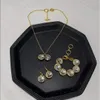 New Fashion Anagram pendant necklace asymmetric women retro earrings brass 18K gold plated ear stud hoop ladies Designer Jewelry LOE-c4