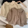 Robes de fille 2023 coréen automne bébé enfants filles gilet robe princesse velours côtelé enfants en vrac coton décontracté t-shirts hauts vêtements