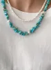 Chains Komi Bohemia Natural Freshwater Pearl Turquoise Semi-precious Stone Lady Fashion Necklace Jewelry