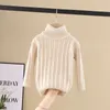 Pullover Philology Winter Boy Girl Kid Tjock Sticked Bottoming Turtleneck Shirts Baby Pure Color High Collar Pullover Tröja 231017