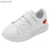 Athletic Outdoor Sneakers Children Love Style Solid White Casual Shoes for Girls Flat Sports Running Shoes Kids Students School Board Shoes 3-12YL231017