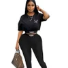 XS Designer Womens Two-Ty-Hose Set Sportwear Tracksuit neuer Buchstaben vorne und hinterher gedrucktes Kurzarm-T-Shirt Long Hosen