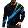 Magliette da uomo T-shirt sportive per il tempo libero europee e americane con stampa 3D T-shirt sportive casual a maniche lunghe Top da uomo