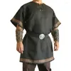 Homens camisetas Homens Cosplay Medieval Vintage Renascença Viking Guerreiro Cavaleiro Traje Nórdico Exército Pirata Túnica Camisa Tops250P