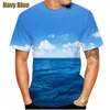 T-shirts pour hommes Mode Hommes/Femmes 3D Magnifique Océan Imprimé T-shirts Décontracté Été Mer Plage Actif à manches courtes Hauts