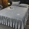 Jupe de lit en velours de lait épais, couleur unie, chaud, avec ourlet élastique, couvre-lit antidérapant, grand lit double/180/200, hiver chaud