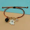 Charme pulseiras luminosa fantasma abóbora bat crânio pulseira brilho no escuro halloween trançado para mulheres homens festa festiva jóias