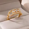 Pierścionki ślubne 3 kryształowe koraliki dla kobiet Dainty Pierścień ze stali nierdzewnej 2023 Trend Luksusowa estetyczna biżuteria Anillos