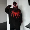 Herrtröjor tröjor y2k spindel hoodie kvinnor män höst broderi casual jacka full zip up sweatshirt harajuku streetwear överdimensionerade huvtröja 231016