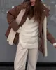 Casacos de trincheira femininos wtwoy 2023 confortável com capuz parka outono inverno jaqueta feminina quente cor sólida casual algodão casaco elegante