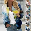 Vestes Femmes 2023 Automne Cropped Bomber Jacket Femmes Vintage Floral Print Baseball Court Col Stand Casual Slim Manteaux Streetwear