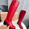 Botas de tacón grueso de lujo a la moda para mujer, Material de cuero suave cómodo a la moda, tela lisa de caballero para mujer