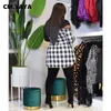 CM YAYA Women Plaid Patchwork Turtleneck Long Sleeve Blouses Tops Streetwear Fashion Shirts Plus Size S-4XL 210226287A