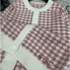 Women Knitted Round Neck Long Sleeve Cardigan Early Fall Plaid Knitted Sweater