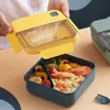 Bento Boxes Portable Lunch Box Grid Children Student Office Bento Box With Fork Spoon Leakproof Microwavable Prevent School Food Storage Box 231013