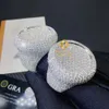 Gioielleria raffinata Anello a maglia cubana hip-hop ghiacciato Argento sterling 925 placcato oro VVS Moissanite DiamondF9WM