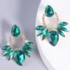 Kolczyki Dangle Girlgo Geometryczne kryształ dla kobiet Summer Luxury Biżuteria Rhinstone Pearl Waterdrop Oświadczenie Bijoux
