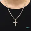 Shining Diamond Stone Cross Pendants Necklace Jewelry Platinum Plated Men Women Lover Gift Couple Religious Jewelry249o