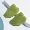 طبيعية Xiuyan Jade Gua sha تدليك أداة الوجه مذيع Guasha Board Healing Stone Health Care يقلل من أداة النحت الوجه الانتفاخ