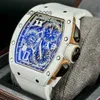 Cronografo orologio in titanio orologio di lusso orologio da polso RM RM7201 serie uomo RM7201 flyback in ceramica bianca cronometro con salto inverso orologio da uomo automatico machin MR S6XQ