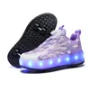 Patines en línea Patines intermitentes Niños Niñas Zapato Ruedas luminosas Zapatillas de deporte Cuatro niños Luz LED Deporte USB Monopatín 231016