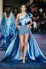 Robes de soirée Zuhair Murad 2023 Bleu Court Retour Long Anniversaire Réunion Annuelle Modèle Show Voiture Tapis Rouge Miss Robe De Mode