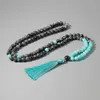 Chokers OAIITE 108 Japa Mala Beads Necklaces For Women Men Natural Alabaster Stone Yoga Tassel Long Necklace Spirtual Energy Jewelry 231016