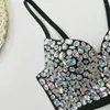 Frauen Tanks Frau Kleidung Wasser Diamant AB Bunte Bh Tiefe V Wrap Brust Bühne Leistung Strap Bar Top Weibliche camis 2023