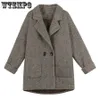 Wełniane wełniane wełniane wełniane kombinezon Korean Korean Brytyjski styl luźny i cienki płaszcz jesień i zimowy swobodny guzik Tweed Blazer Top 231017