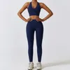 Aktiva uppsättningar Yoga Gym Set Women Two Piece Sports Bh Leggings for Lycra Workout Womens Sport Outfit Woman Sportswear Grey