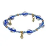 KCJ – Bracelet en perles de verre pour femmes, chaîne à maillons, bijoux à breloques les plus mignons, graine bleue, élastique, extensible, 299d