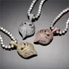 Collier en forme de hibou plaqué or 18 carats, pendentif en diamant glacé avec chaîne en corde, bijoux pour hommes 254d