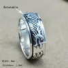 Real Pure 925 Sterling Silver Dragon Rings For Men Rotatable Transfer Luck Vintage Punk Retro Style Anel Masculino Aneis Y1124240L