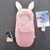 Blankets Autumn Thin Solid Color Lamb Velvet Towel Baby Split Legs Inner Cotton Sleeping Bag Fashion Big Ears Born Blanket