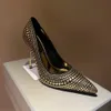 Mais recente Top Quality Metallic Feeling Bombas Sapatos De Noiva Stiletto Heels Mulheres Sola De Couro Apontado Cap Designers Vestido Sapato Noite Sexy Casamento