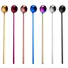 Long Handle Coffee Tea Spoons Stainless Steel Cocktail Stirring Spoon Dessert Scoop Cafe Kitchen Accessories Q654