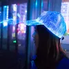 Шариковые кепки LED RGB Волоконно-оптический светодиодный светильник для шляпы Встроенный аккумулятор Концертное волокно Неоновый фонарик Кепка DJ Хип-хоп Вечеринка Новинка Крутой подарок 231016