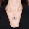 Pendant Necklaces EYIKA Luxury Square Created Ruby Stone Flower Necklace Zircon Sky Blue Pink Green Fusion Crystal Women Jewelry